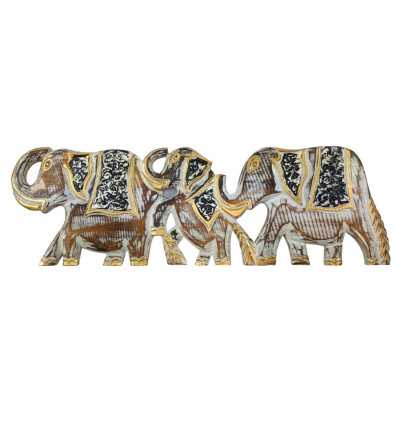 Famille éléphants - Frise murale en bois