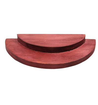 Plateau de présentation 1/2 cercle - Présentoir à bijoux 2 niveaux en bois rouge