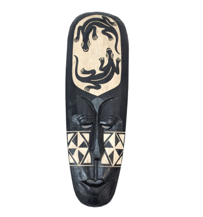 Maschera Africana in Legno Nero 50cm - Modello Gechi