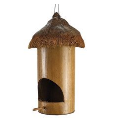 Garden nest box in bamboo and coconut. House of birds.