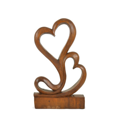Cœurs en bois teinté 20cm - Sculpture artisanale
