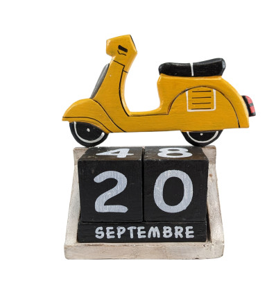 Vintage Vespa perpetual calendar in yellow wood
