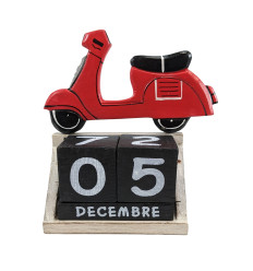 Vintage Vespa perpetual calendar in red wood