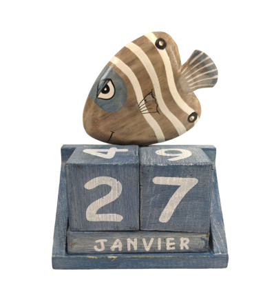 Piccolo pesce di legno del calendario perpetuo