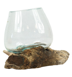 Blown Glass Vase on Gamal Root 15cm