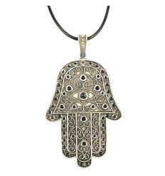 Fatma's Hand Pendant Necklace - Silver Plated