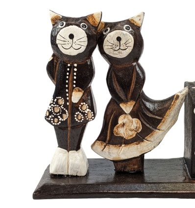 Calendario perpetuo coppia di gatti di legno Bali mestieri