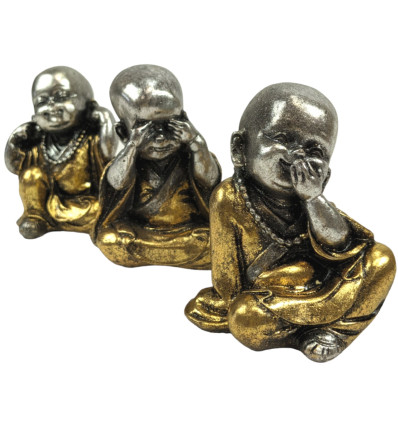 3 Buddha Bambino Oro Argento Non Vedi Niente Dire Niente Non Sentire Niente