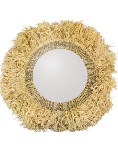 Large round wall mirror Seagrass and Raffia ø70cm