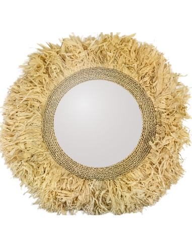 Large round wall mirror Seagrass and Raffia ø70cm