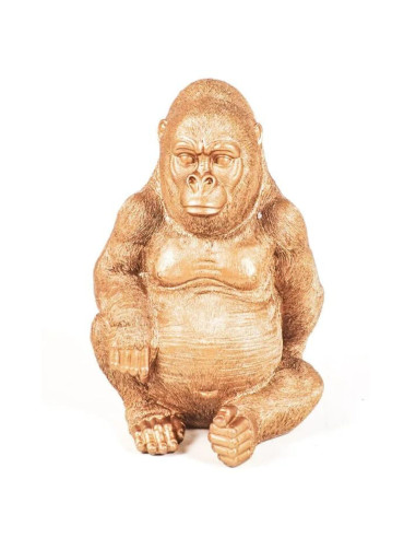 Statua decorativa gorilla in poliresina dorata 37cm
