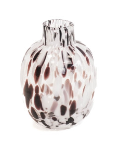 Brown and white leopard glass vase 16cm