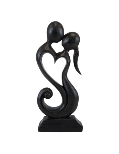 Statue abstraite Couple en Fusion 30cm bois noir