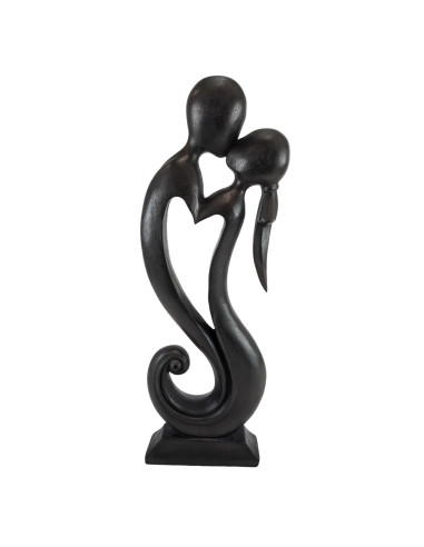 Statue abstraite Couple en Fusion 50cm en bois noir
