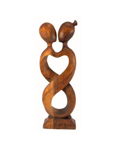 Great statue couple Love Infinity H50cm solid wood tint brown