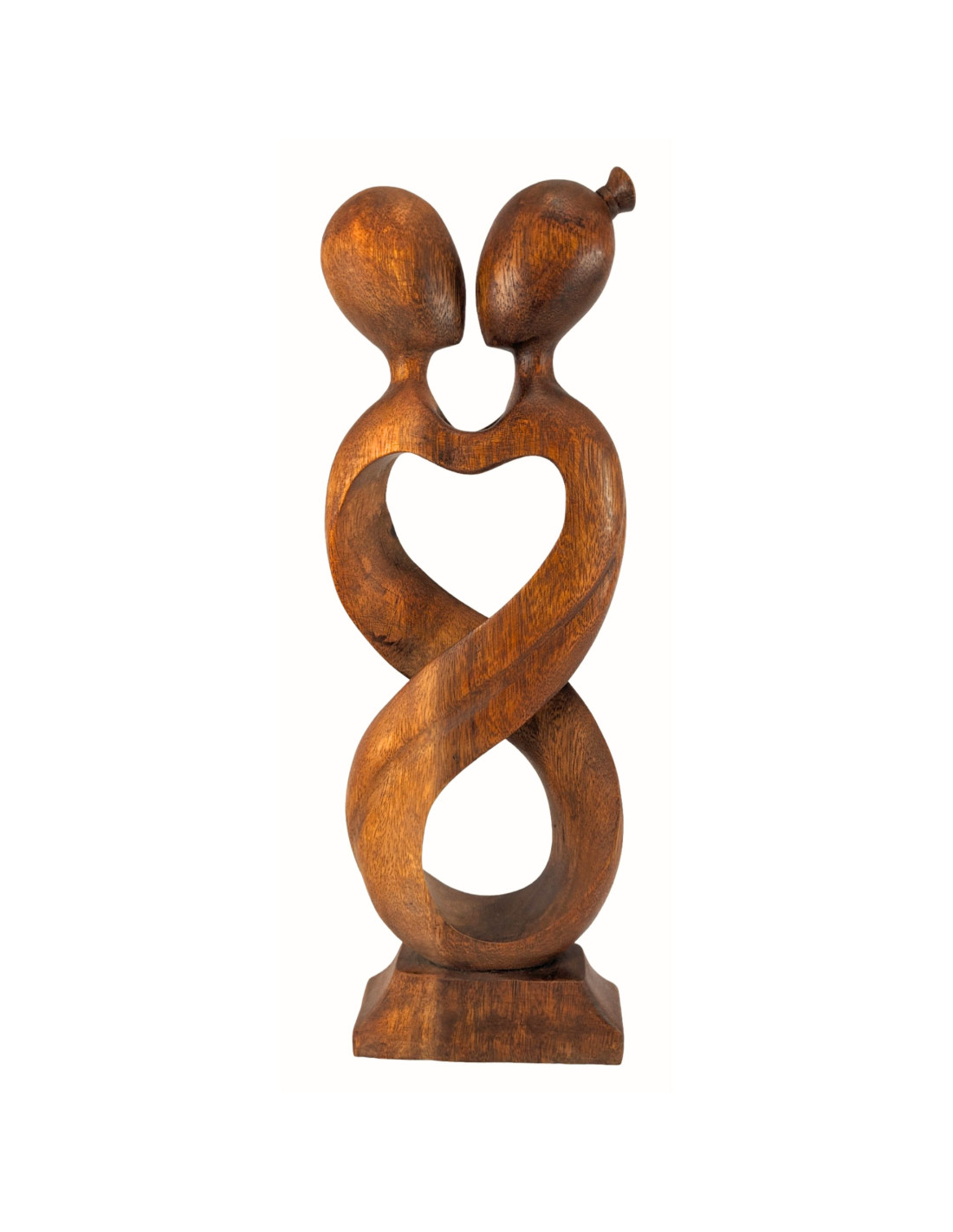 Modern Wood Sculpture of Couple Hand-Carved in Bali, 'Wedding Anniversary