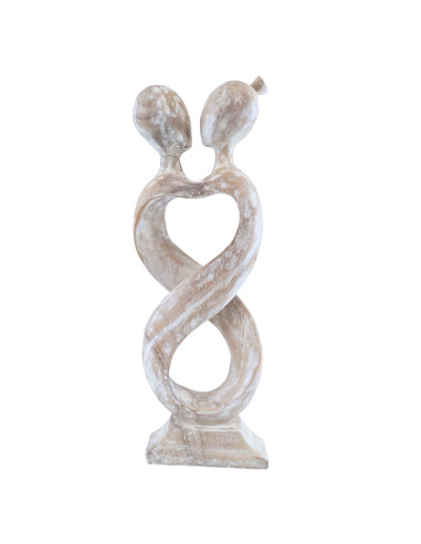 Great statue couple Love Infinity H50cm solid wood Patina white