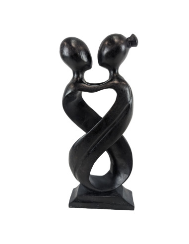 Statue abstract couple Love Infinity h30cm solid wood Black