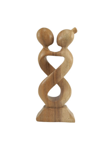 Statuette abstraite couple Amour Infini 20cm en bois Brut