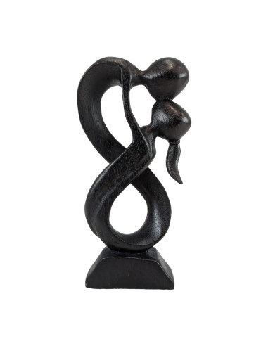 Statue abstract couple Union Infinite h20cm solid wood black