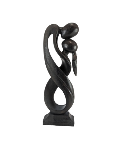 Large statue of a couple entwined infinity h50cm wood hue ebony