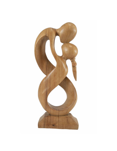 Statue abstraite Couple enlacé Infini 30cm en bois Brut