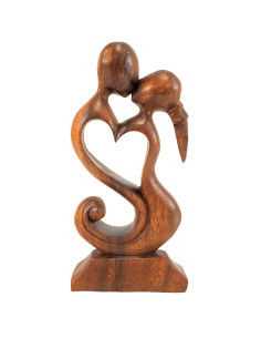 Statue abstract Couple in Fusion h20cm exotic wood carved...