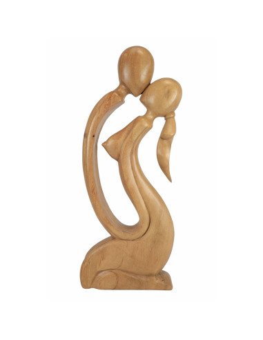 Statue abstraite Couple Sensuel 30cm en bois Brut