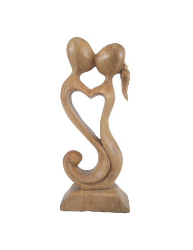 Statuette abstract Couple in Fusion h20cm raw wood carved