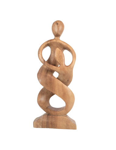 Statue abstraite Union Parent-Enfant 50cm en bois Brut