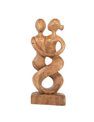 Statue abstraite Couple Danseurs Complices 30cm en bois Brut