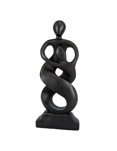 Abstract Statua Unione Familiare h30cm in legno colore nero