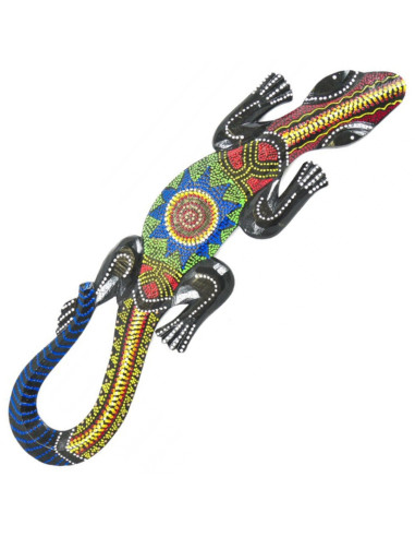 Hand painted multicolored wooden wall salamander 50cm