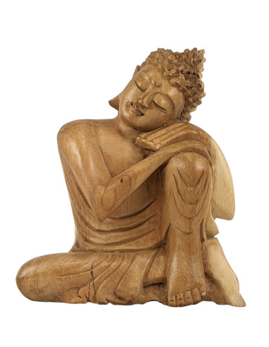 Seduta Statua di Buddha h20cm raw in legno intagliato a mano