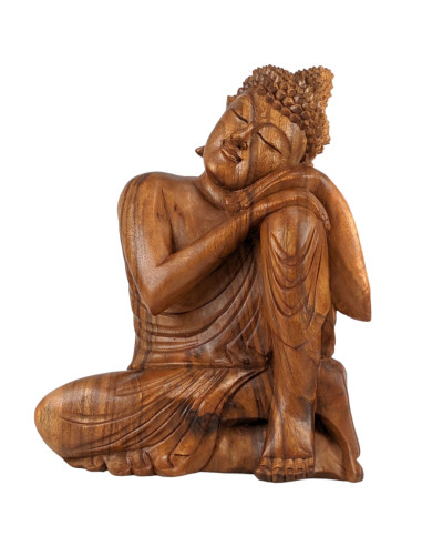 Statua di Buddha seduto 40cm - Legno massello intagliato a mano.