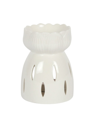 White Ceramic Lotus Flower Perfume Burner/ Tealight Holder
