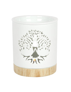 Tree of Life Incense Burner in White Ceramic