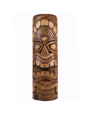 Grande Statua Totem Tiki 50cm in legno massello intagliato a mano