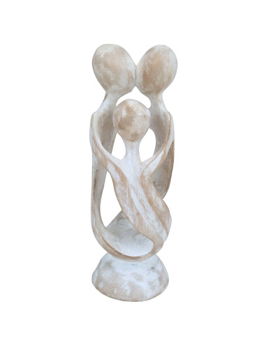 Statuetta abstract Famiglia h20cm realizzato in legno esotico resistito bianco.