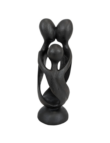 Statue abstraite "Famille Unie" 20cm en bois Noir