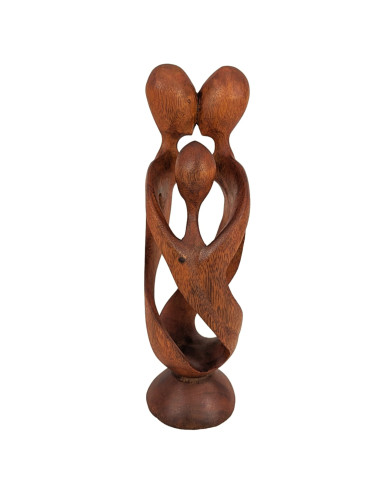 Statuetta abstract Famiglia h30cm legno massello intagliato a mano