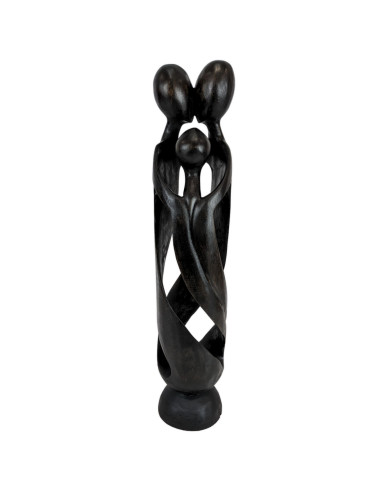 La grande statua in legno della Famiglia H50cm, astratto in stile africano. Colore nero