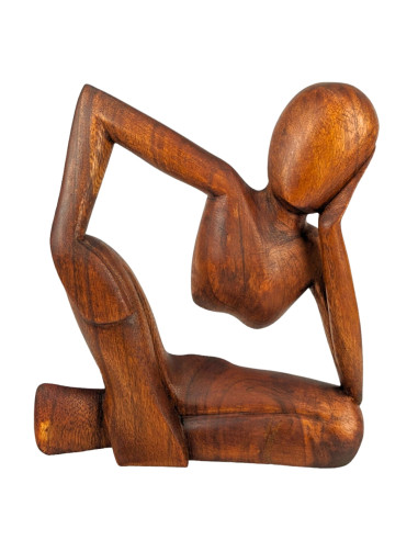 Statua astratta "Il Pensatore" 30cm in legno tinto