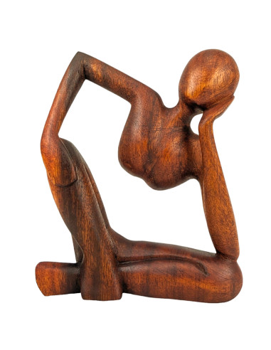 Abstract Statue "The Thinker" 20cm in Stained Wood
