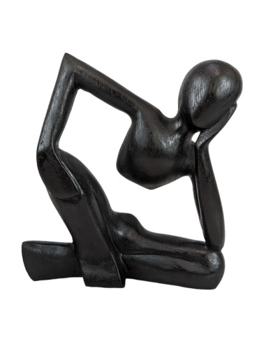 Abstract Statue "The Thinker" 20cm in Black Wood