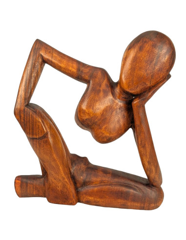 Statue abstraite "Le Penseur" 40cm en bois Teinté