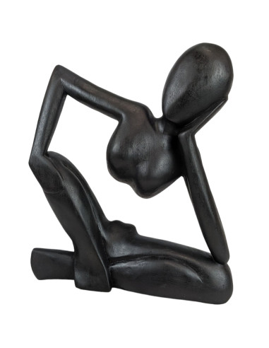 Statue abstraite "Le Penseur" 40cm en bois Noir