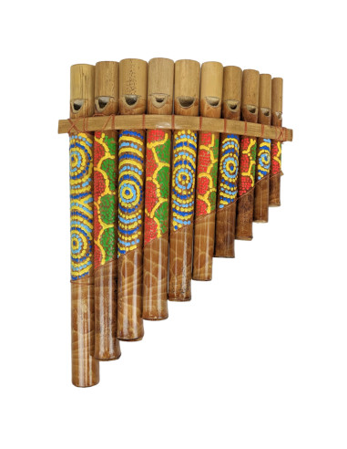 Flauto di pan in bambù - Decorazione in stile aborigeno - fatto a mano
