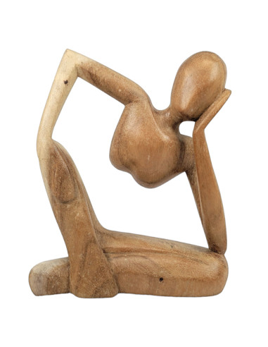 Abstract statue "The Thinker" 20cm in Raw Wood