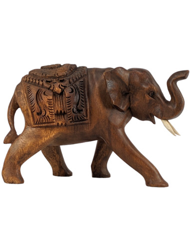 Statua elefante 15cm in legno intagliato a mano